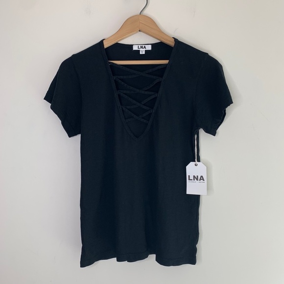 Revolve LNA Kontrol Kross Tee T-Shirt Short Sleeve Straps Black Lace up Small - Picture 7 of 14